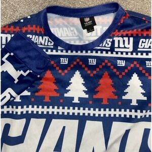 New York Giants Christmas NFL Team Ugly Sweater Shirt‎ Mens Medium Blue/Red Tree